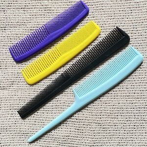 Vintage Hair Comb Lot Rat Tail Pocket Barber Plastic USA Purple Yellow Teal